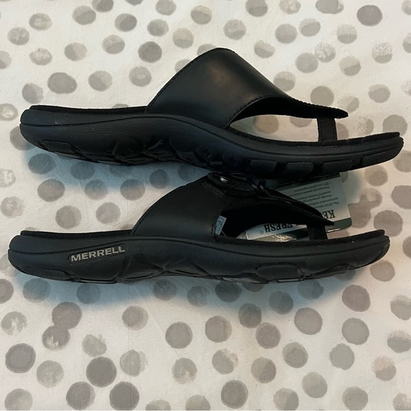 NWT Merrell Women’s Grace Black Leather Flip Sandals Size 6 - Picture 7 of 13